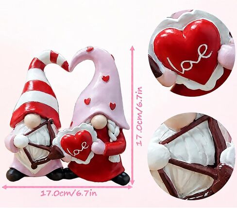 HH Family Valentines Day Gnome Decorations Resin Figurines for Home Table Shelf Centerpiece Love Decor (RGno-1) in Saudi Arabia