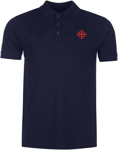 Mens Polo Shirts Jerusalem Cross Embroidered Short Sleeve Polo Shirt Cotton Tennis Shirts for Men in Saudi Arabia