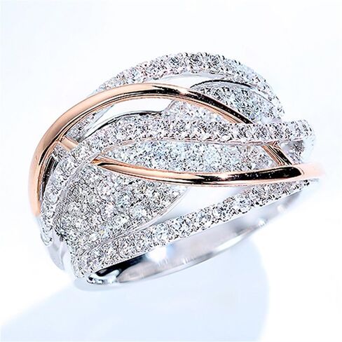 Gorgeous Sparkling Two-tone Rings for Women Fashion Luxury Wedding Party Jewelry in Saudi Arabia