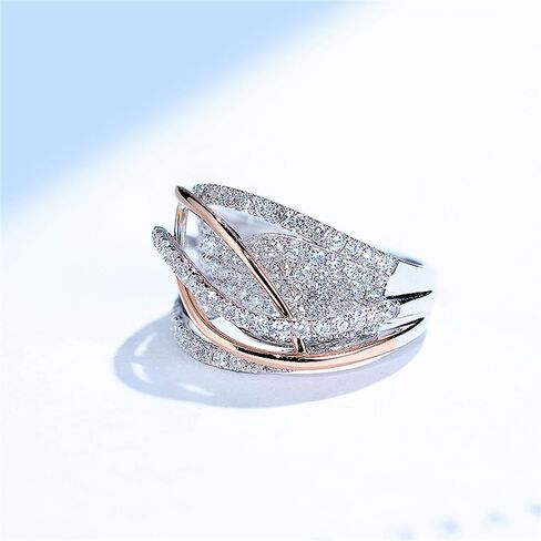 Gorgeous Sparkling Two-tone Rings for Women Fashion Luxury Wedding Party Jewelry in Saudi Arabia
