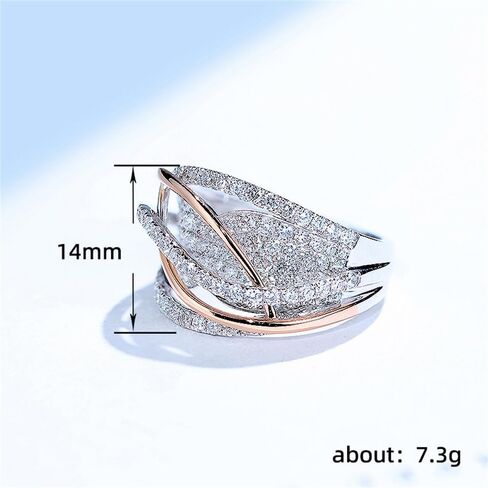 Gorgeous Sparkling Two-tone Rings for Women Fashion Luxury Wedding Party Jewelry in Saudi Arabia