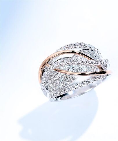Gorgeous Sparkling Two-tone Rings for Women Fashion Luxury Wedding Party Jewelry in Saudi Arabia