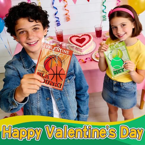 Kanmeii 30 Pack Sports Ball Keychain Valentines Day Gifts for Kids Boys, Valentines Day Card and Sport Stress Keychain for Valentine Party Favor School Classroom Exchange Gift Goodie Bag Stuffers in Saudi Arabia