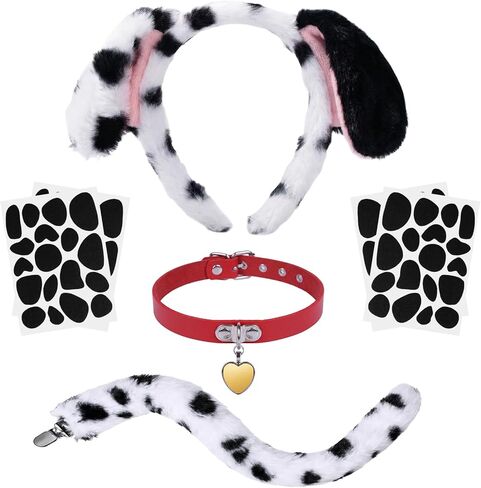 Dalmatian Costume 101 Days of School Dress Up Includes Dog Ears Headband Tail Choker Stickers, Animal Cosplay Dress Up in Saudi Arabia