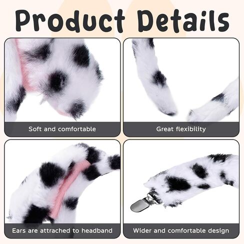 Dalmatian Costume 101 Days of School Dress Up Includes Dog Ears Headband Tail Choker Stickers, Animal Cosplay Dress Up in Saudi Arabia