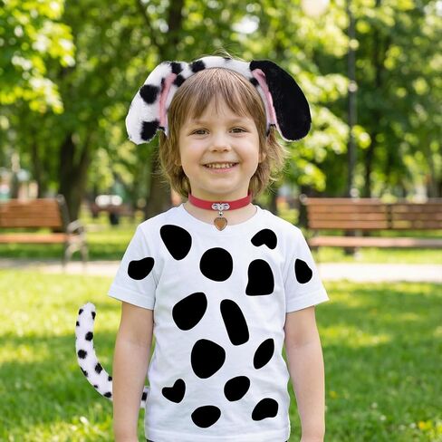 Dalmatian Costume 101 Days of School Dress Up Includes Dog Ears Headband Tail Choker Stickers, Animal Cosplay Dress Up in Saudi Arabia