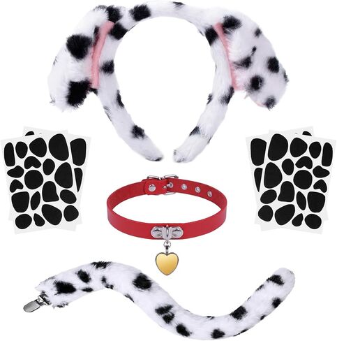 Dalmatian Costume 101 Days of School Dress Up Includes Dog Ears Headband Tail Choker Stickers, Animal Cosplay Dress Up in Saudi Arabia