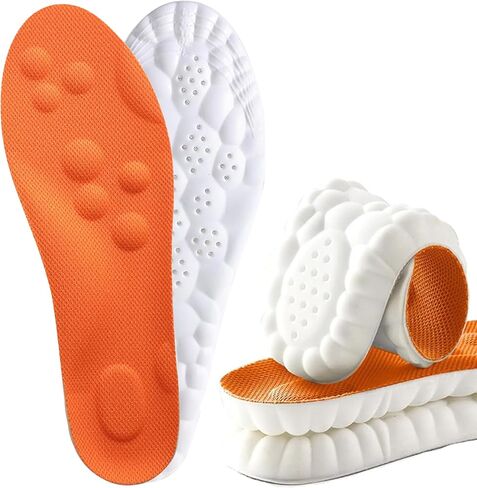 InsoleX Footstr Insoles for Kids Youth, Arch Support & Shock Absorption, Breathable Soft Foam Sole | 4D Cloud Insoles for Men & Women (2 Pairs of Orange, M9/W10) in Saudi Arabia