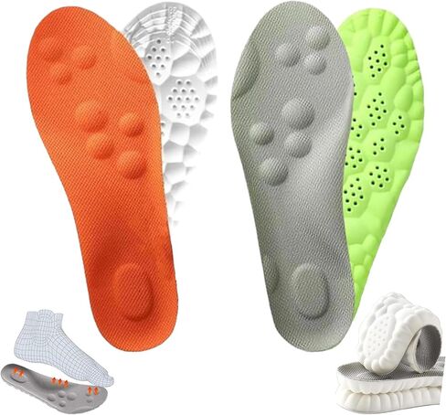 InsoleX Footstr Insoles for Kids Youth, Arch Support & Shock Absorption, Breathable Soft Foam Sole | 4D Cloud Insoles for Men & Women (2 Pairs of Orange, M9/W10) in Saudi Arabia