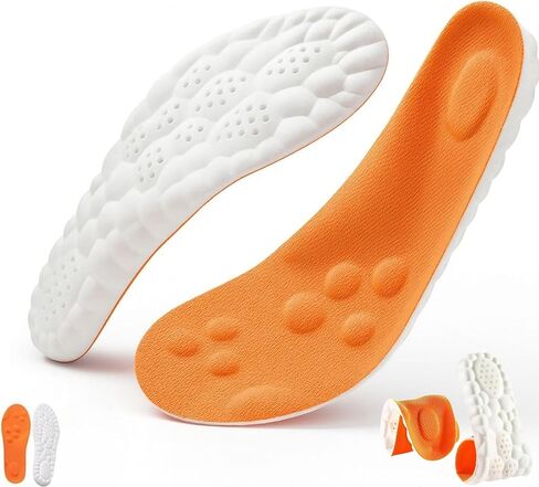 InsoleX Footstr Insoles for Kids Youth, Arch Support & Shock Absorption, Breathable Soft Foam Sole | 4D Cloud Insoles for Men & Women (2 Pairs of Orange, M9/W10) in Saudi Arabia