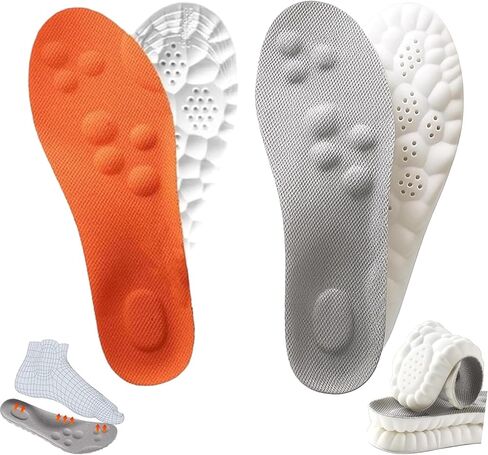 InsoleX Footstr Insoles for Kids Youth, Arch Support & Shock Absorption, Breathable Soft Foam Sole | 4D Cloud Insoles for Men & Women (2 Pairs of Orange, M9/W10) in Saudi Arabia