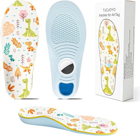 Kids Arch Support Insoles Compatible with Airtag Hidden Holder, Securely Tracker Devise Case for Children, Comfort & Trimmable Inserts for Kids (Yellow, 6.9-7.4IN(175-190mm) / Kid 10-Kid 11.5) in Saudi Arabia