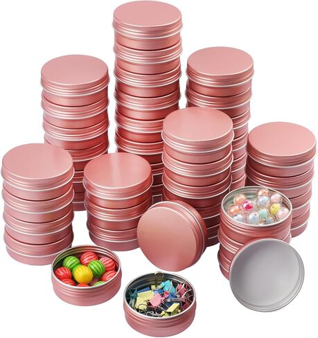 Biugaaufai 48 Pieces 4 oz Tin Cans with Clear Window, Round Metal Tins Screw Top,4 oz Metal Round Cans with Clear Lid for Kitchen Office Candles Candies and Gifts Holding in Saudi Arabia