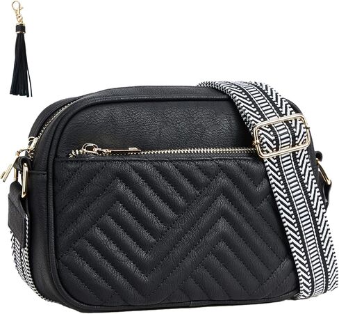 Fashion Crossbody Bags for Women Vegan Leather Quilted Crossbody Purses Shoulder Bag with Wide Strap in Saudi Arabia