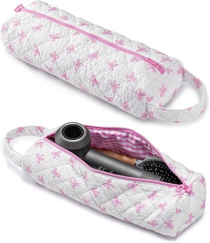 Nixjoro Hair Tools Travel Bag Quilted Cosmetics Toiletry Organizer Soft Portable Carrying Case for Shark Hair Air Wrap Dryer Case, Gift for Women Girls (Cherry) in Kuwait