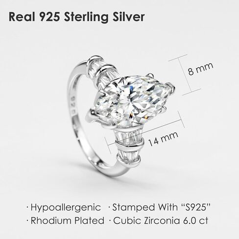 Michooyel 6ct Marquise Engagement Ring Cubic Zirconia Wedding Promise Ring 925 Sterling Silver Wedding Band For Women in Saudi Arabia