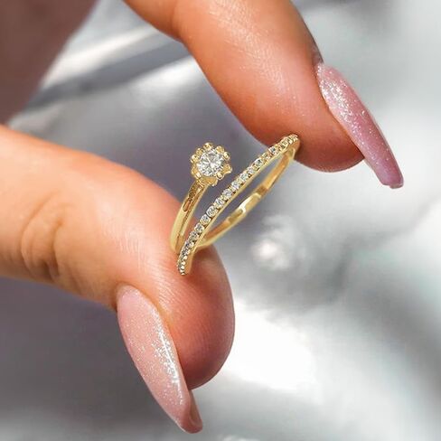 Silver Color Adjustable Rings for Women Shinning Cubic Zirconia Finger Accessories for Engagement in Saudi Arabia