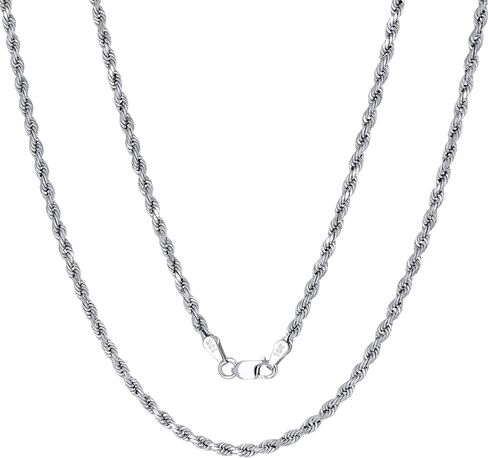 Nuragold 10k Real White Gold 2.5mm Rope Chain Diamond Cut Necklace (16"-30") Italian Jewelry for Men & Women in Saudi Arabia