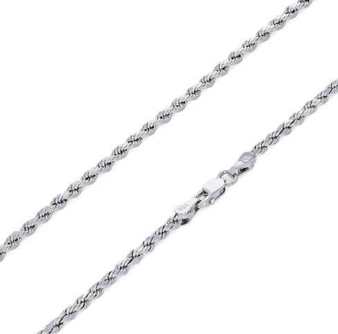 Nuragold 10k Real White Gold 2.5mm Rope Chain Diamond Cut Necklace (16"-30") Italian Jewelry for Men & Women in Saudi Arabia