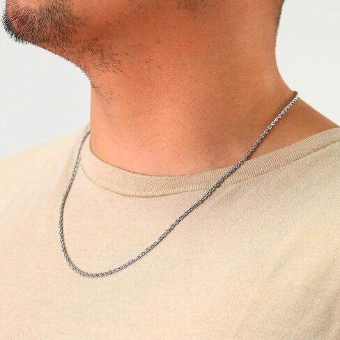 Nuragold 10k Real White Gold 2.5mm Rope Chain Diamond Cut Necklace (16"-30") Italian Jewelry for Men & Women in Saudi Arabia