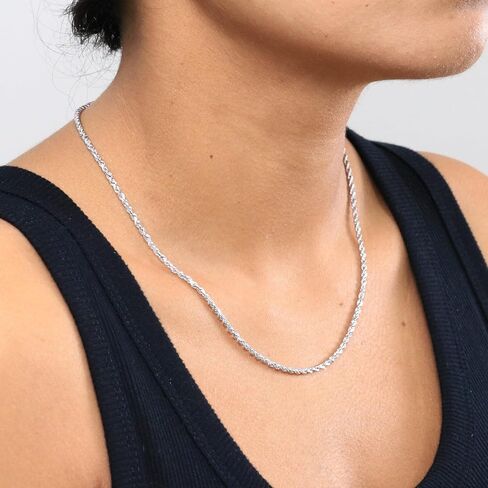 Nuragold 10k Real White Gold 2.5mm Rope Chain Diamond Cut Necklace (16"-30") Italian Jewelry for Men & Women in Saudi Arabia