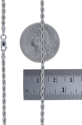 Nuragold 10k Real White Gold 2.5mm Rope Chain Diamond Cut Necklace (16"-30") Italian Jewelry for Men & Women in Saudi Arabia