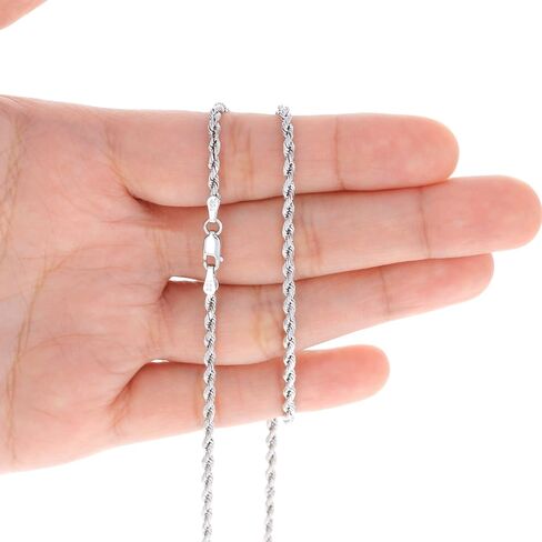 Nuragold 10k Real White Gold 2.5mm Rope Chain Diamond Cut Necklace (16"-30") Italian Jewelry for Men & Women in Saudi Arabia