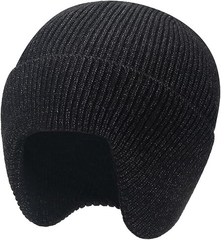 HOTAHO Mens Winter Hat with Ear Flaps, Warm Earflap Beanie for Men Women, Stretchy Unisex Knitted Hat for Cold Weather in Saudi Arabia