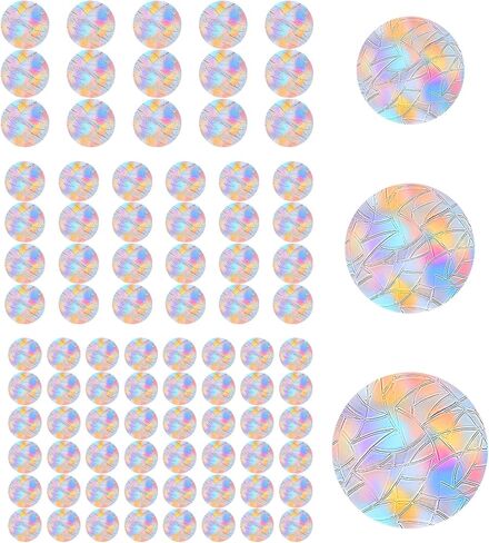 111Pcs Round Window Decals for Bird Strikes, Prism Window Cling Non-Adhesive Reusable Anti Collision Decals, Rainbow Vinyl Clings to Prevent Bird Collisions (2 Inch) in Saudi Arabia