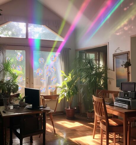 111Pcs Round Window Decals for Bird Strikes, Prism Window Cling Non-Adhesive Reusable Anti Collision Decals, Rainbow Vinyl Clings to Prevent Bird Collisions (2 Inch) in Saudi Arabia