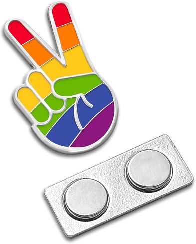 دبوس مينا من Victory Rainbow Pride Peace Sign LGBTQ يشمل عيد الحب مع دعم مغناطيسي قوي للسترة وحقيبة الظهر والملابس والحقيبة والقميص in Kuwait