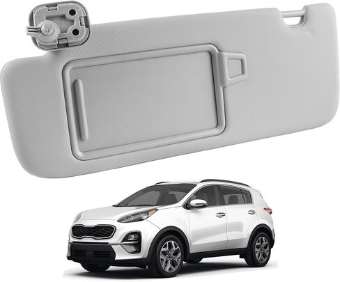 Passenger Side Sun Visor Compatible with 2017 2018 2019 2020 2021 2022 KIA Sportage Front Right Sun Protection Shade Makeup Mirror Gray Replaces 85210-D9110 85210D9110 in Kuwait