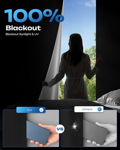100% Blackout Curtains, Portable No Drill Window Shades, DIY Blackout Window Cover with Hook and Loop, for Bedroom, Baby Nursery, Travel, DormRoom, Apartment (42" x 60") in Kuwait
