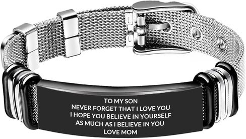 TOWAMOE To My Son Bracelet Inspirational Stainless Steel Bracelets Birthday Gifts,Graduation Gift from Mom Dad(Black) in Saudi Arabia