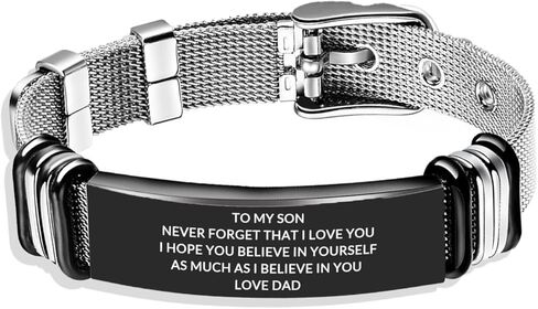 TOWAMOE To My Son Bracelet Inspirational Stainless Steel Bracelets Birthday Gifts,Graduation Gift from Mom Dad(Black) in Saudi Arabia