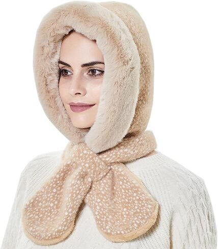 YEKEYI Winter Hat for Women Warm Hooded Scarf Hat Fleece Beanie Hats Scarf Mask Winter Balaclava Pullover Knitted Ski Hat in Saudi Arabia