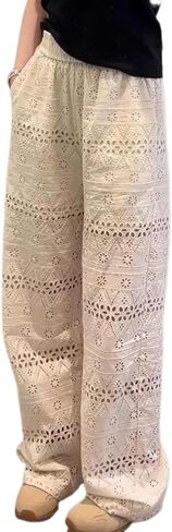 سراويل نسائية بوهو بفتحات واسعة الساق صيفية للشاطئ سراويل بالازو واسعة فضفاضة عالية الخصر in Kuwait