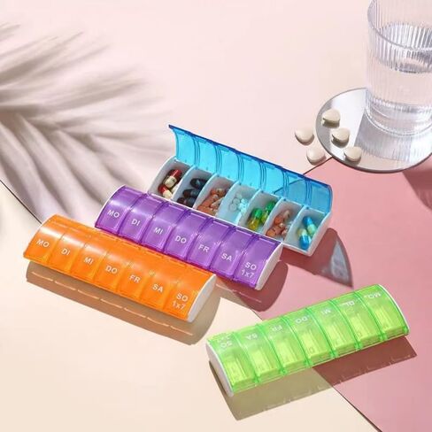 1PC Portable 7 - Grid Pill Box for Weekly Pill Storage, Blue in Saudi Arabia