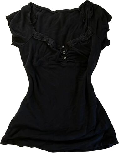 Y2K Vintage Emo Babydoll Tops Women Cutecore Fairy Grunge Gyaru Scene Shirts 2000s Clothes in Saudi Arabia