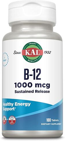 KAL Vitamin B12 Methylcobalamin 5000mcg, Healthy Energy, Metabolism, Nerve & Red Blood Cell Support,* Fast Dissolve ActivMelts, Optimal Absorption, Natural Raspberry Flavor, 90 Servings, 90 Micro Tabs in Saudi Arabia