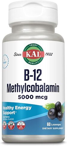KAL Vitamin B12 Methylcobalamin 5000mcg, Healthy Energy, Metabolism, Nerve & Red Blood Cell Support,* Fast Dissolve ActivMelts, Optimal Absorption, Natural Raspberry Flavor, 90 Servings, 90 Micro Tabs in Saudi Arabia