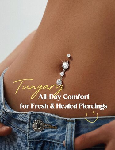 Tungary G23 خاتم زر البطن من التيتانيوم للنساء لا يسبب الحساسية 14G × 10 مم مجوهرات ثقب السرة الملولبة داخليًا 5A+ تشيكوسلوفاكيا المتلألئة تتوفر أنماط متعددة مطلية بالذهب عيار 14 قيراط وفضة تيتانيوم in Kuwait