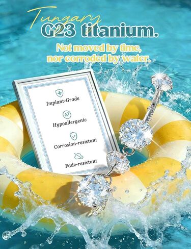 Tungary G23 خاتم زر البطن من التيتانيوم للنساء لا يسبب الحساسية 14G × 10 مم مجوهرات ثقب السرة الملولبة داخليًا 5A+ تشيكوسلوفاكيا المتلألئة تتوفر أنماط متعددة مطلية بالذهب عيار 14 قيراط وفضة تيتانيوم in Kuwait