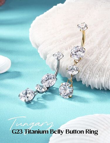 Tungary G23 خاتم زر البطن من التيتانيوم للنساء لا يسبب الحساسية 14G × 10 مم مجوهرات ثقب السرة الملولبة داخليًا 5A+ تشيكوسلوفاكيا المتلألئة تتوفر أنماط متعددة مطلية بالذهب عيار 14 قيراط وفضة تيتانيوم in Kuwait