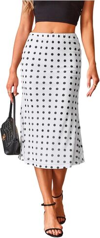 Milumia Women's Polka Dots Midi Skirt Meesh Mesh Trongs Long in Kuwait