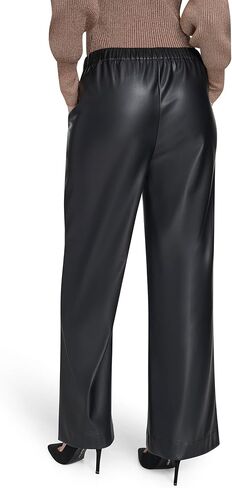H Halston Womens Vegan Leather Wide Leg Trouser Pants with Pockets in Saudi Arabia