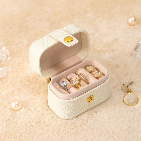 1PC White Mini Portable Travel Simple Leather Jewelry Storage Box For Rings, Necklaces, Earrings Display And Gift Packaging, Gift For Valentine's Day in Saudi Arabia