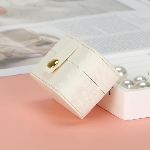 1PC White Mini Portable Travel Simple Leather Jewelry Storage Box For Rings, Necklaces, Earrings Display And Gift Packaging, Gift For Valentine's Day in Saudi Arabia