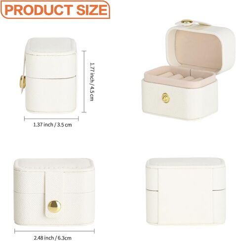 1PC White Mini Portable Travel Simple Leather Jewelry Storage Box For Rings, Necklaces, Earrings Display And Gift Packaging, Gift For Valentine's Day in Saudi Arabia