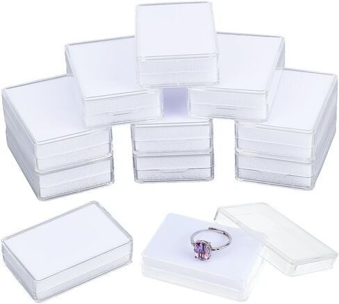 PH PandaHall Gemstone Display Box 18pcs Loose Diamond Storage Box Gem Display Case Small Jewelry Organizer Container with White Sponge for Rhinestone Crystal Small Item Beads,2.2x1.4x0.6 Inch in Saudi Arabia